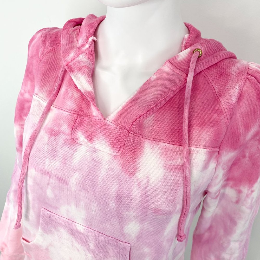 LoveShackFancy Kirby Tie Dye Sweatshirt Hoodie in Linear Bubble Gum Pink Size M - Picture 8 of 16